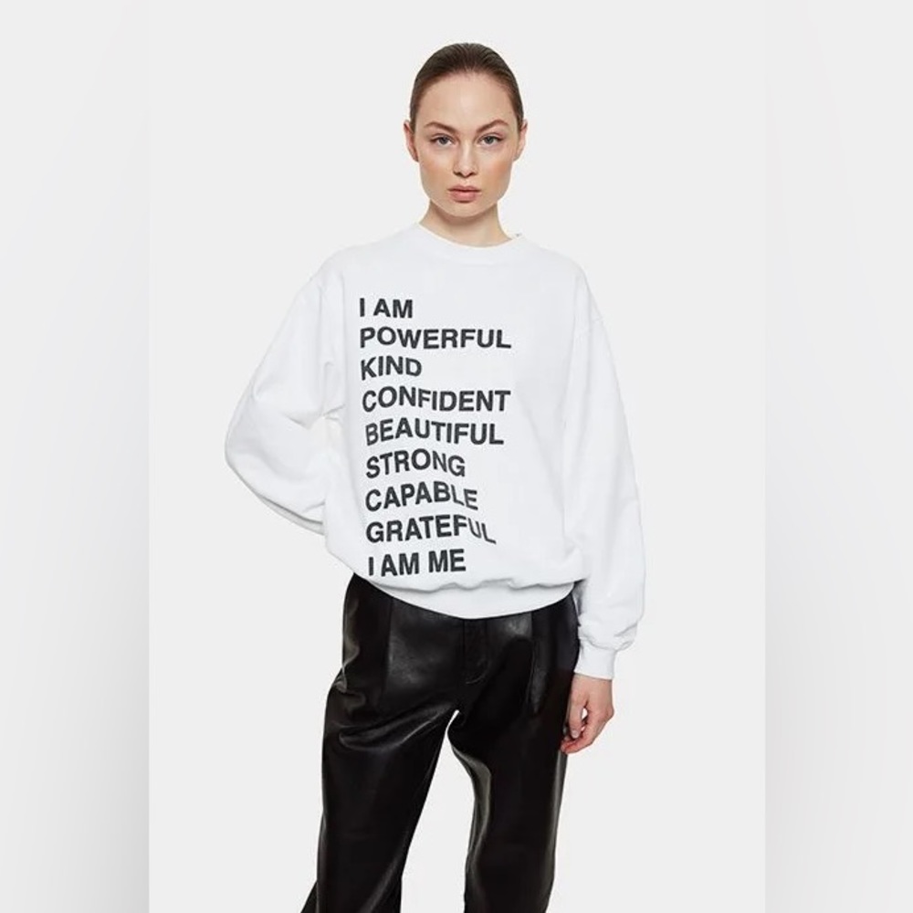 Anine Bing I Am Powerful Sweatshirt White- L